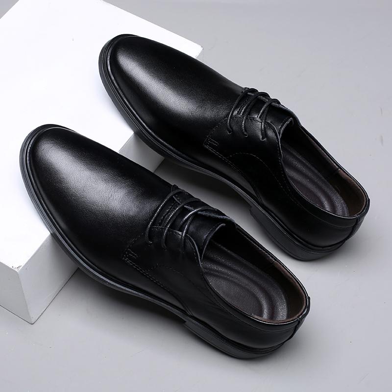 Fashion Genuine Leather Men Business Casual Shoes Luxury Brand Derby Shoes Soft Soled Formal Dress Shoes Pointed Wedding Oxford Footwear