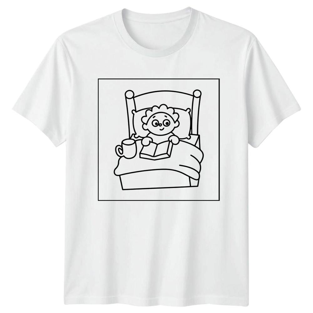 Reading In Bed Hobbies Unisexs TShirt Ladies Tee Graphic Unisex Top S