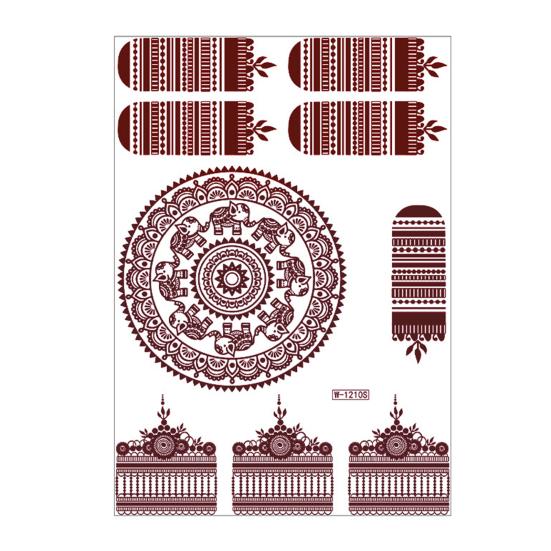 Nostalgie Red Henna Tattoo Kit, Waterproof Tattoos Stickers, Temporary Stickers for Women Wedding Party Festival Decorations