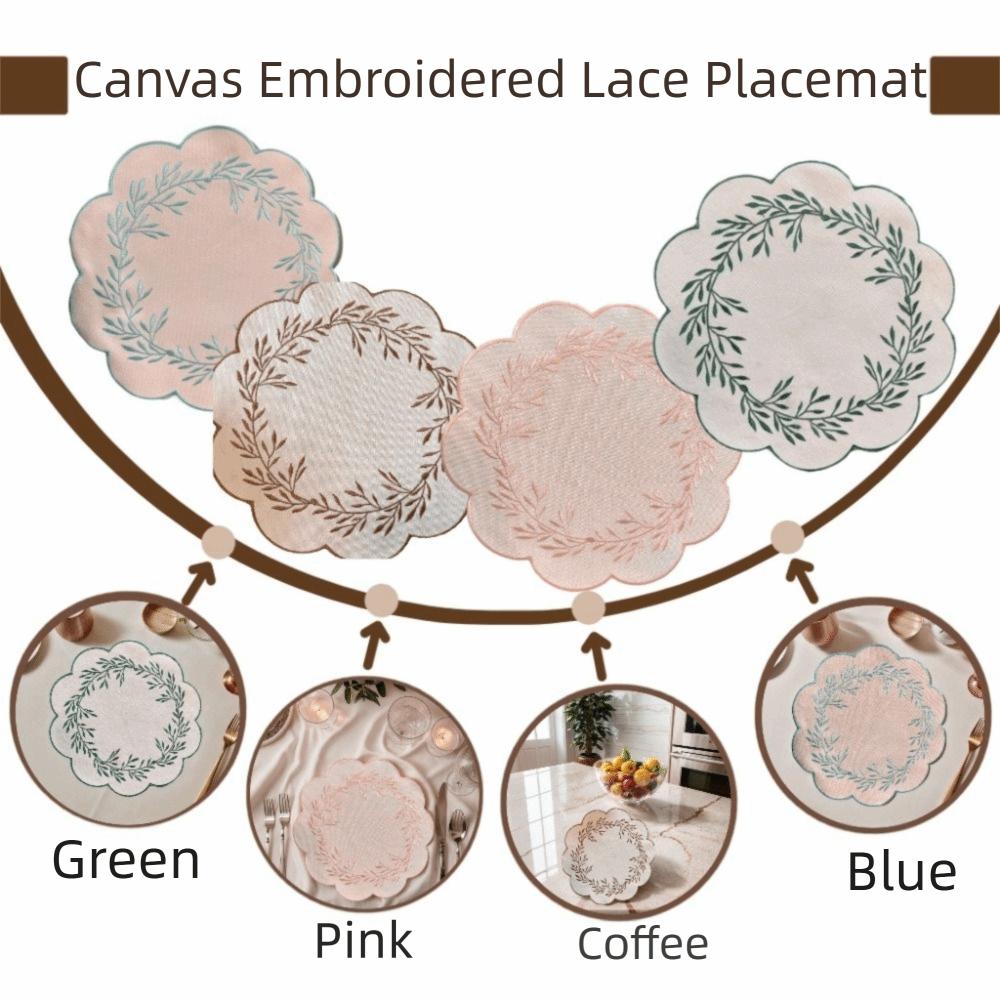 Thickened Embroidered Placemats Wear-resistant Canvas Table Pad Insulation Table Mat  Home Use
