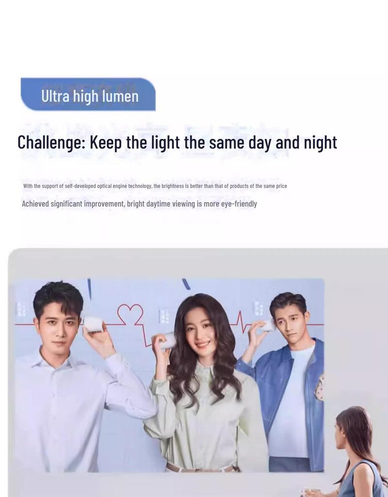 New Ultra HD PTZ Projector with 5G Dual-Band WiFi & Auto-Focus for Home Theater