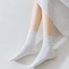 Female Autumn New Solid Color Curled Edge Breathable Wicking In The Tube Pile Pile Cotton Socks