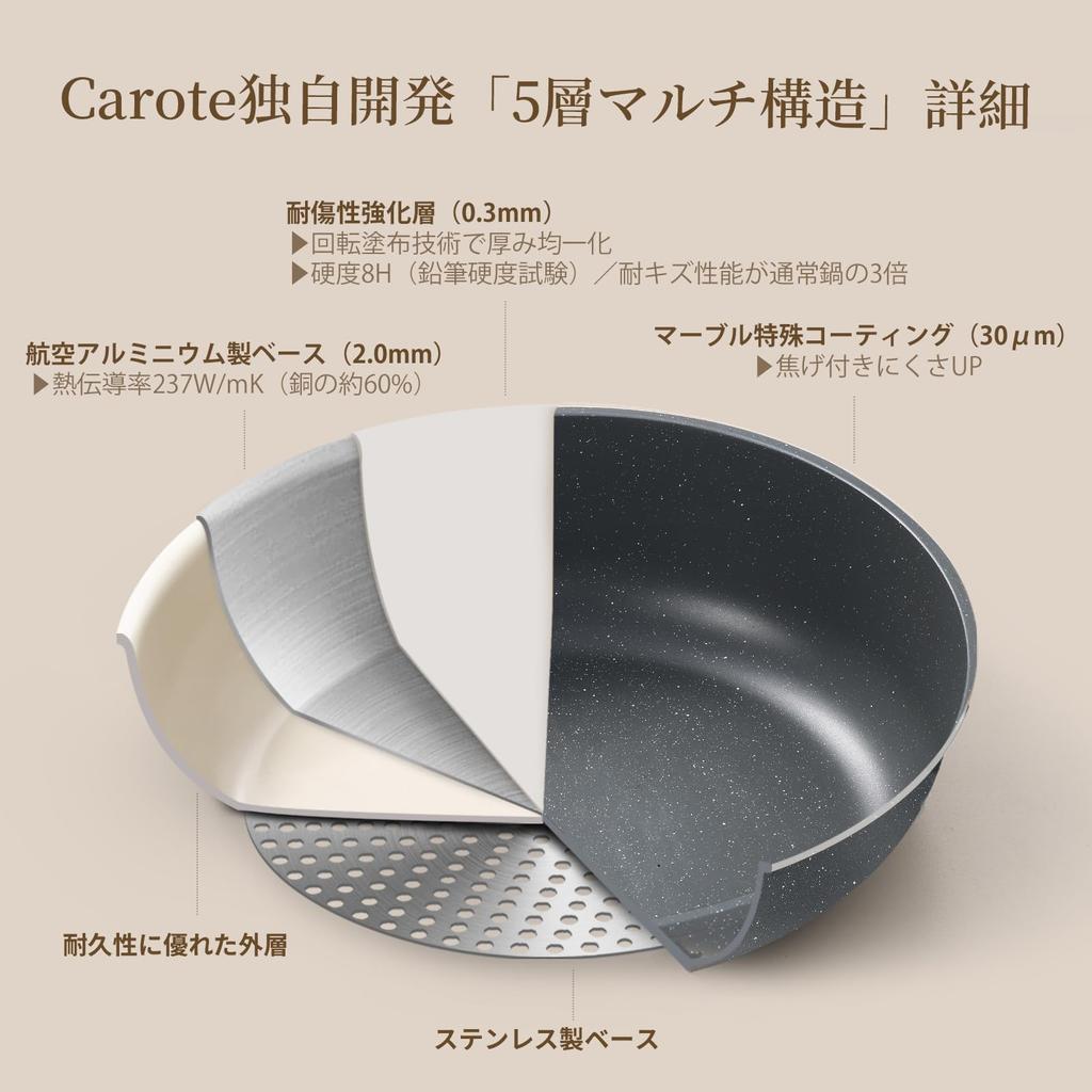 CAROTE Cozy Black Series Induction Gas Free of PFOA and Other Harmful Marble and Easy To Perfect for and Includes Tempered Glass Perfect for Use