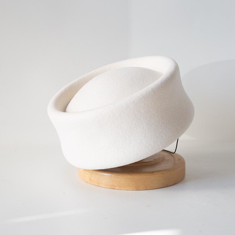 Autumn Winter 100% Wool Felt Blocked Beret Women Elegant Bread Pumpkin Berets Men Ladies Wedding Painter Pillbox Fascinator Hat