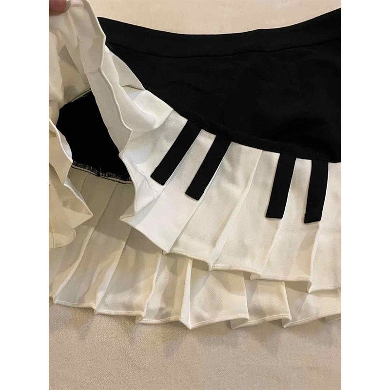 New black and white piano key design skirt women's summer fashion small slim skirt