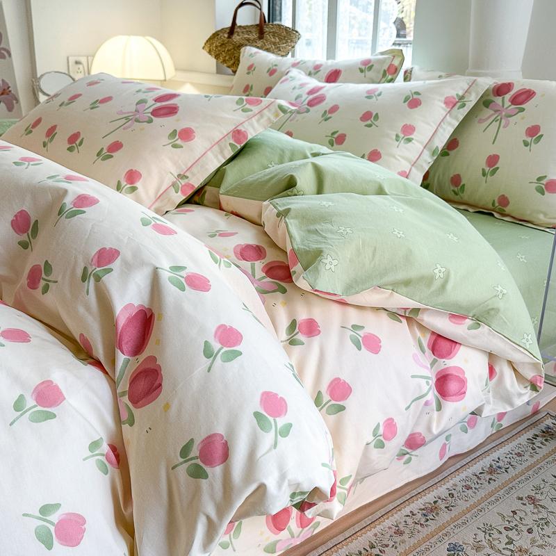 100% Cotton Luxury Floral Duvet Cover Set Boys Girls Single Comforter Cover Vintage Blue Plant Pattern Bedding with Pillowcase