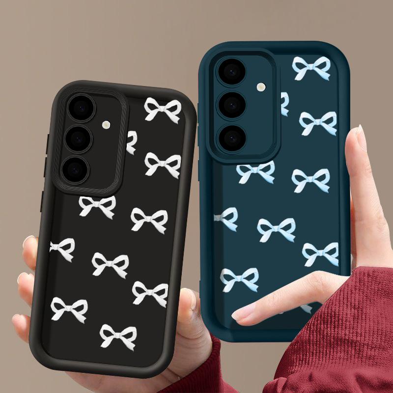 Bowknot Print Phone Case Shell For Samsung S25 Ultra S24 FE S23 A56 A36 A16 A26 A55 A15 A35 TPU Soft Shockproof Lens Protection Bumper Cover