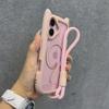 Cute Cat Ear Magsafe Case for iPhone 13 14 15 16 Pro Max 11 12 15 16 Plus Transparent PC TPU Armor Cover with Wrist Strap Chain
