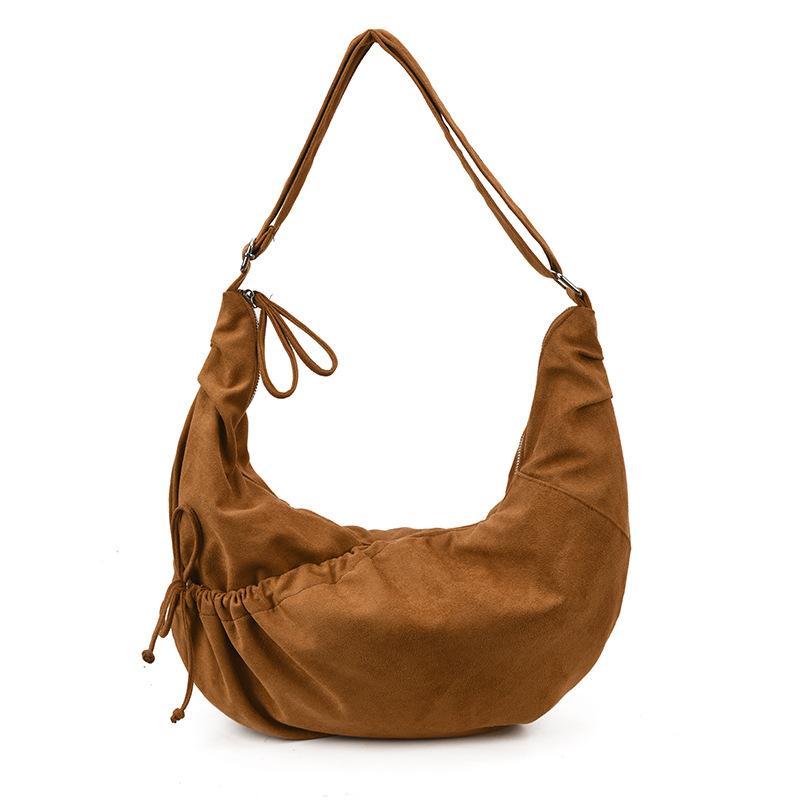 Vintage Wildleder Knödeltasche für Damen, Schulter- und Umhängetasche mit großem Fassungsvermögen, Trendige Lässige Herbst- und Winter-Pendlertasche