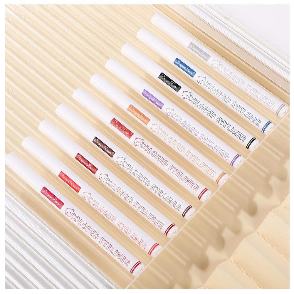 Waterproof Liquid Eyeliner Pen for Beginners and 10 Colors Available In and Bags Wine Cute, Long-lasting Women. Black, White, Ultra-fine Under-eye