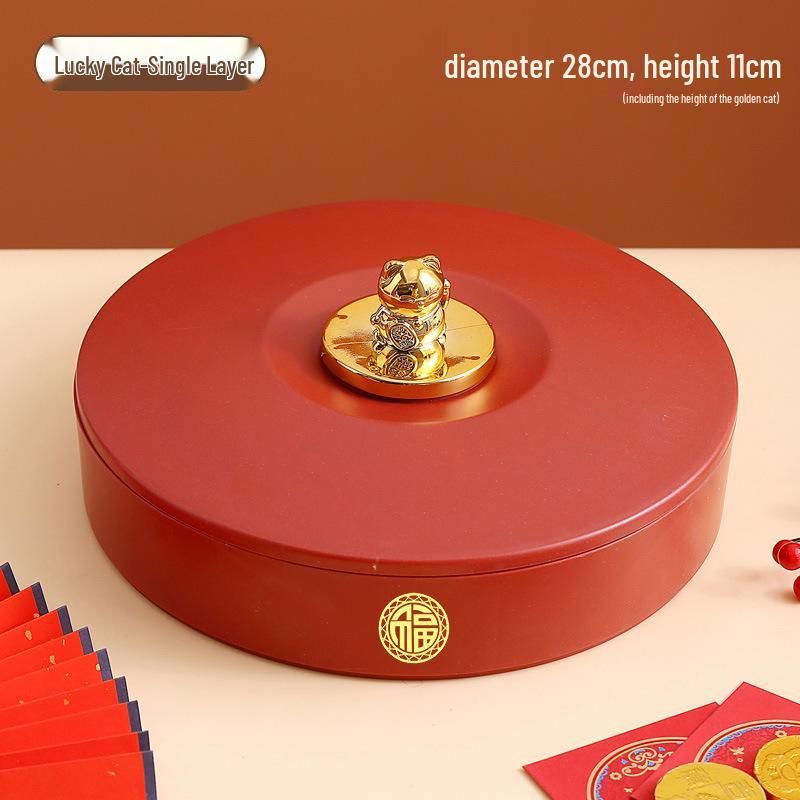 2025 New Year Chinese Style Snack Plate: Multi-layer Fruit, Candy & Nut Display for Coffee Table & Living Room.