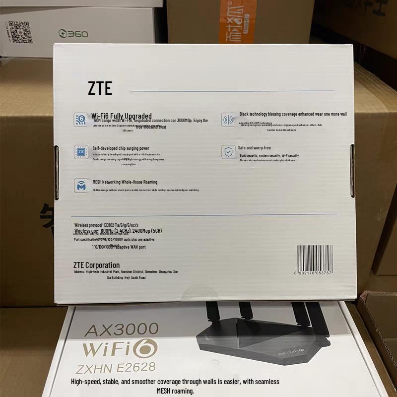 ZTE E2638 Dual-Band AX3000M Mesh Gigabit Router, E2628 Port, Compatible with E2637.
