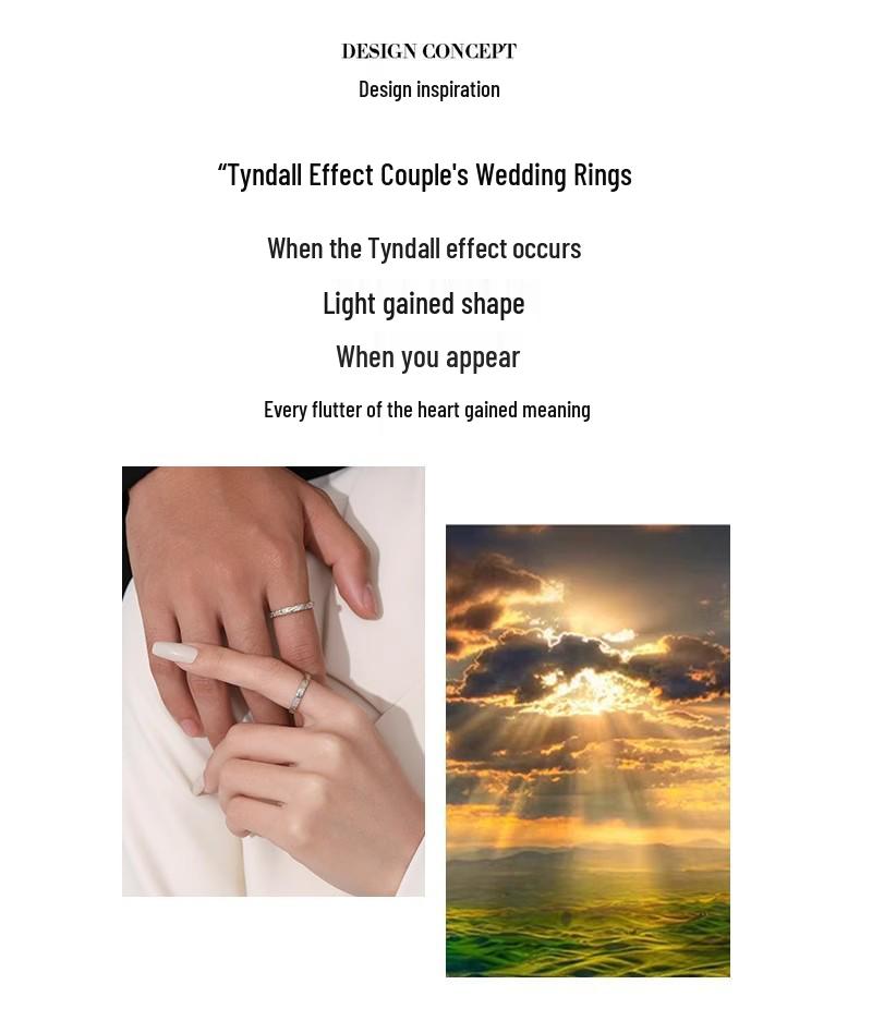 S925 Sterling Silver Tyndall Effect Adjustable Couple Rings for Men and Women - Niche Design
