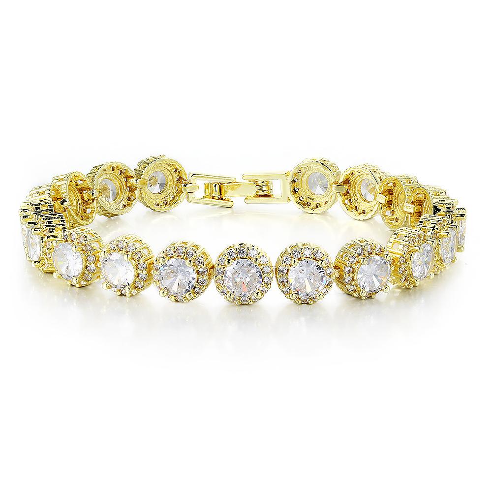 

Тяжелая промышленность Полный бриллиант Круглый циркон Складная застежка Браслет, Стиль Женские трендовые украшения