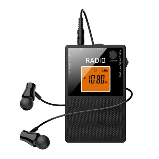 FM AM SW Portable Radio Home Outdoor Travel Emergency Survival Transistor Radio Rechargeable Stereo Sound Card-Type LCD Backlit Digital Radio Receiver