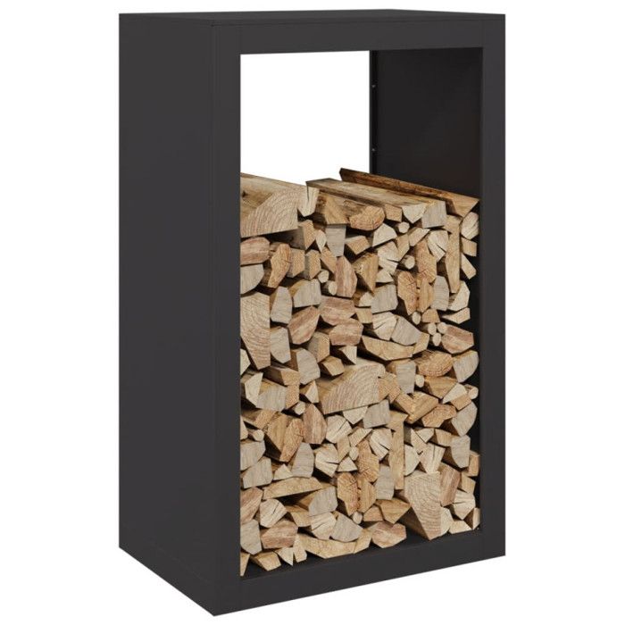 VidaXL Portant de bois de chauffage noir 60x40x100 cm acier, magasin de bûches, porte-bûches de cheminée, support de bûches, 850989