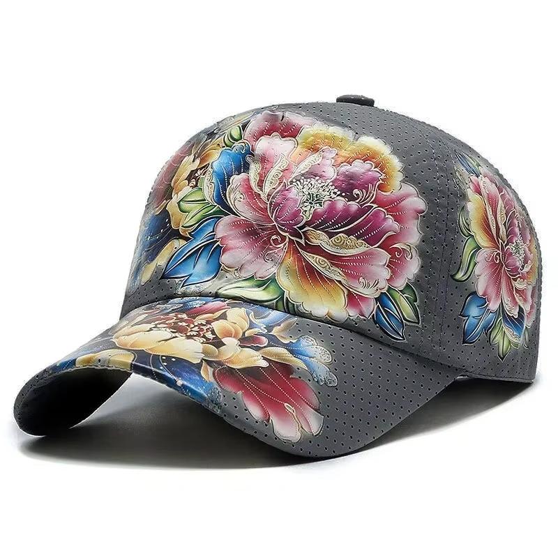 Summer quick-drying baseball cap, floral sun hats for men and women, Chinese-style printed floral sun hats, outdoor hats
