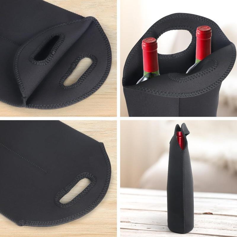 2-Pack Insulated Rubber Wine Bottle Covers with Carry Handles - Multi-Color Options, Convenient and Practical for Home