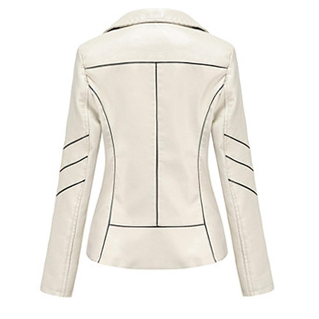 Dámská tenká kožená bunda se stojatým límečkem a zipem s prošíváním v jednobarevné barvě