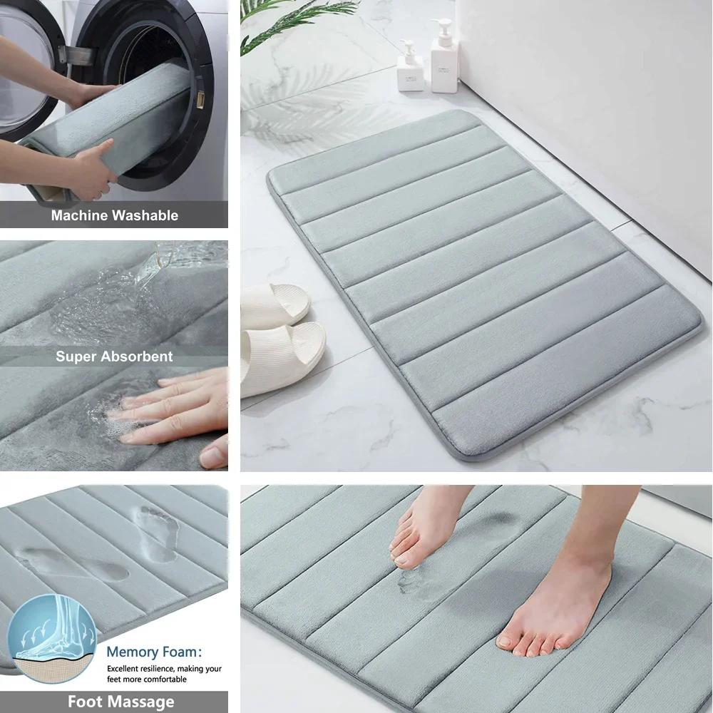 1/2/3Pieces Memory Foam Bathroom Mat Set Non-slip Bath Mat Super Absorbent Water Bathroom Floor Mat Machine Washable Toilet Rug