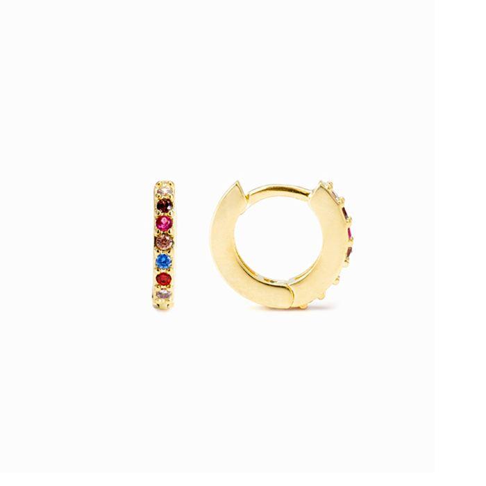 Boucles d'oreilles Luxenter argent 925 avec zircon multicolore et finition en or jaune 18K - Leofcar