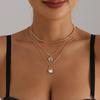 Accessories, Diamond-Set Smiley Face, Crystal Pendant, Collarbone Chain, Elegant Multi-Layered Necklace