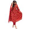 Gosriki Women' Rayon Blend Anarkali Printed Kurta With Pant & Dupatta (Roni RedGs Red XLarge)