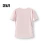Semir Women's Slim Fit Pleated Color-Block Short Sleeve T-Shirt