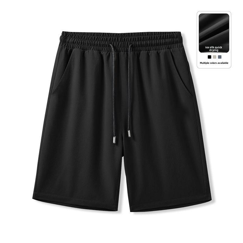 Men's Casual Black Ice Silk Five-Point Sports Shorts