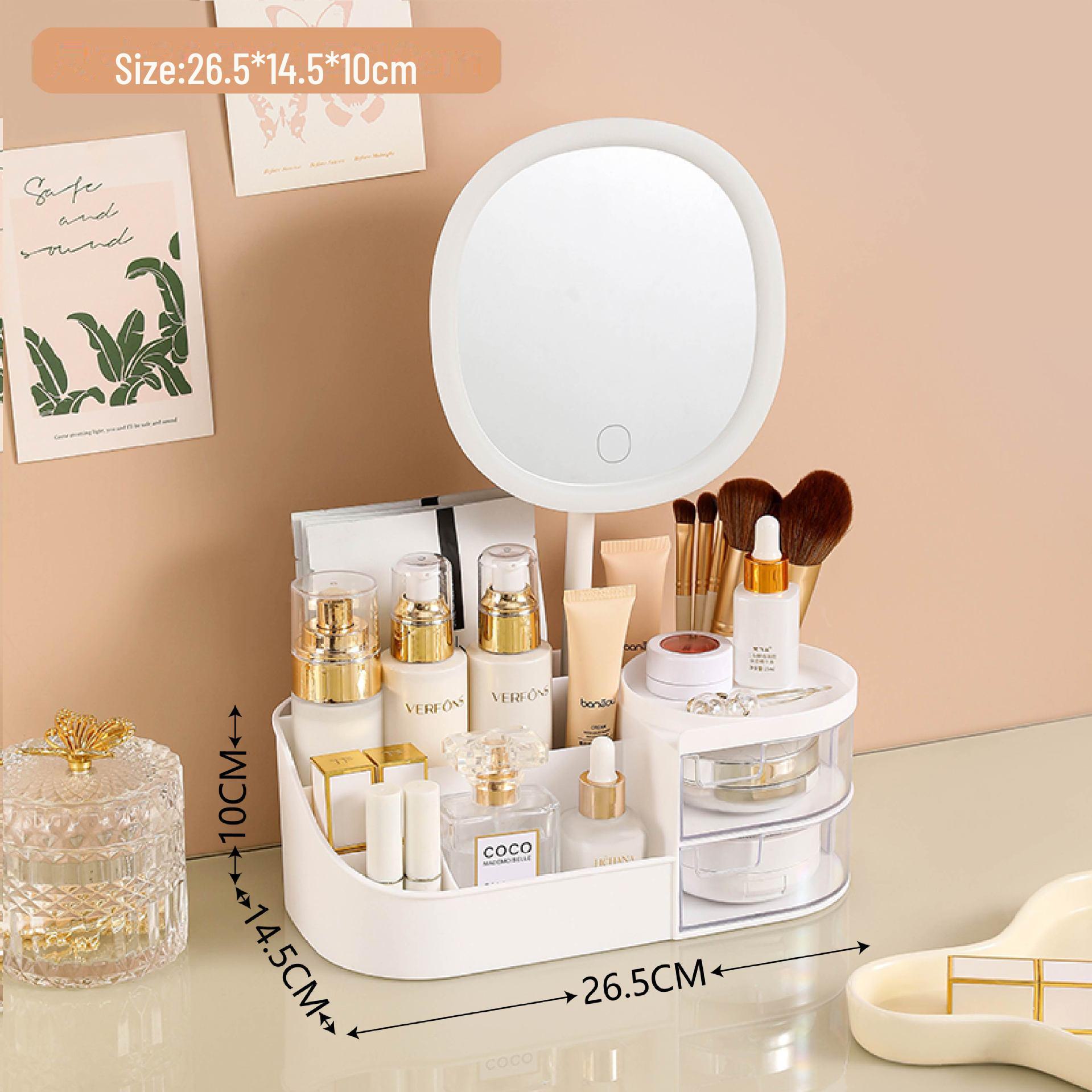 

Многофункциональная косметичка с зеркалом для макияжа и органайзером для помады Small with mirror слоновая кость