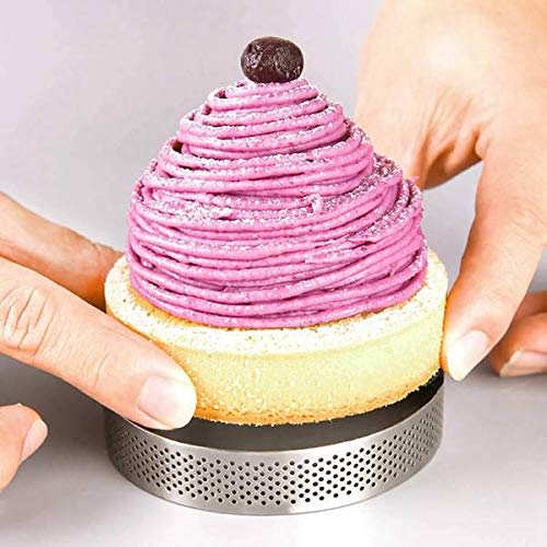 Ntcpefy 8pcs 8cm Stainless Steel Tart Molds, French Dessert Mousse Fruit Pie Tart Rings Quiche Cake Molds