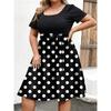 Dámské módní a trendy šaty s kulatým výstřihem, krátkým rukávem a potiskem v pase ve větších velikostech