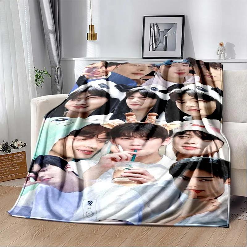 Populární korejský herec Cha EunWoo deka Star Art Flanel Měkká teplá deka pro ložnici Pikniková deka Dárek pro fanoušky