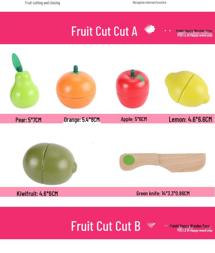 Wooden Pretend Play Kitchen Set: Children's Fruit and Vegetable Cutting Toy