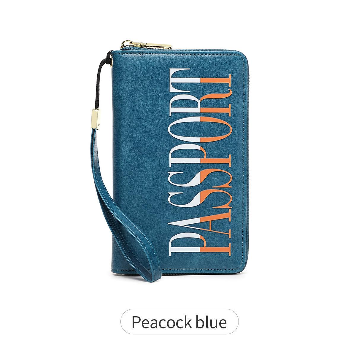 

Новая сумка для паспорта Модный контрастный цвет Зажим для паспорта Многофункциональный чехол для хранения билетов для путешествий Сумка для ID павлин голубой