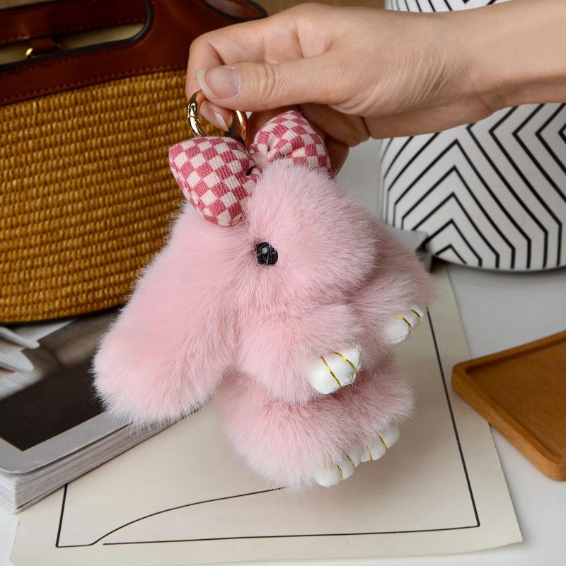 Mini Rabbit Hair Bow Pendant Bag Strap Car Key Chain Cute Bunny Couple Pendant Cute Keychain Key Chains