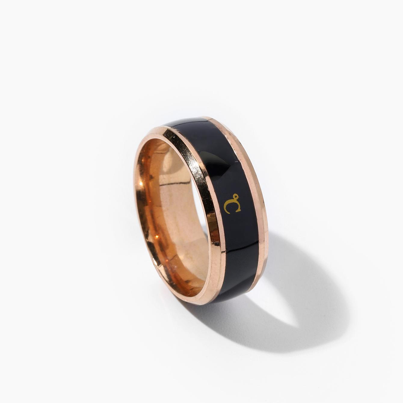 

Кольца для пар из нержавеющей стали с модным интеллектуальным датчиком температуры и дизайном из титановой стали 6 розового золота