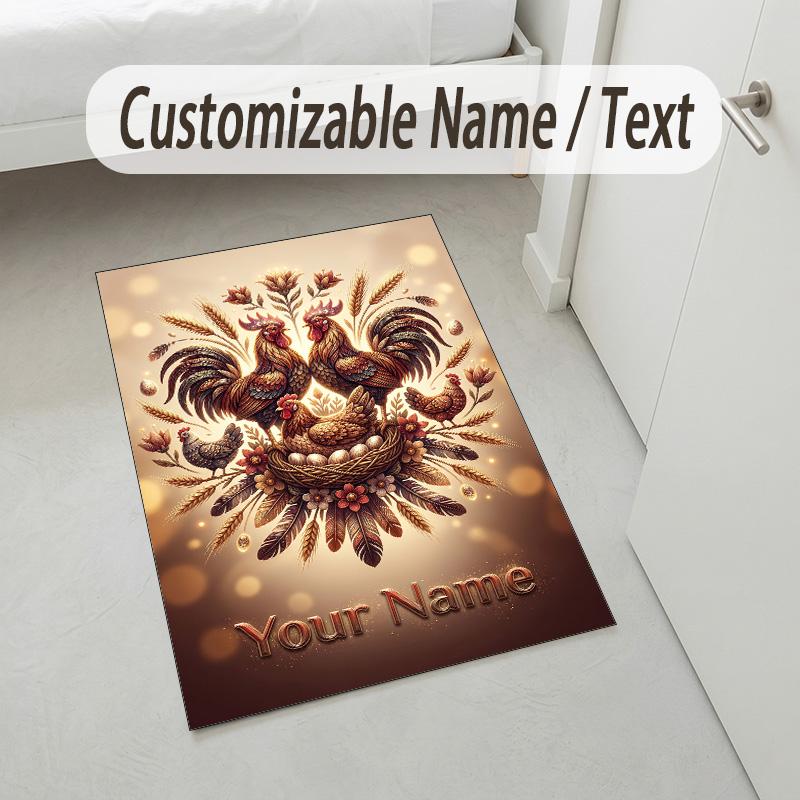 Decorative Artwork Theme Crystal Velvet Rug Personalized Custom Name Text Soft Floor Mat Home Decor