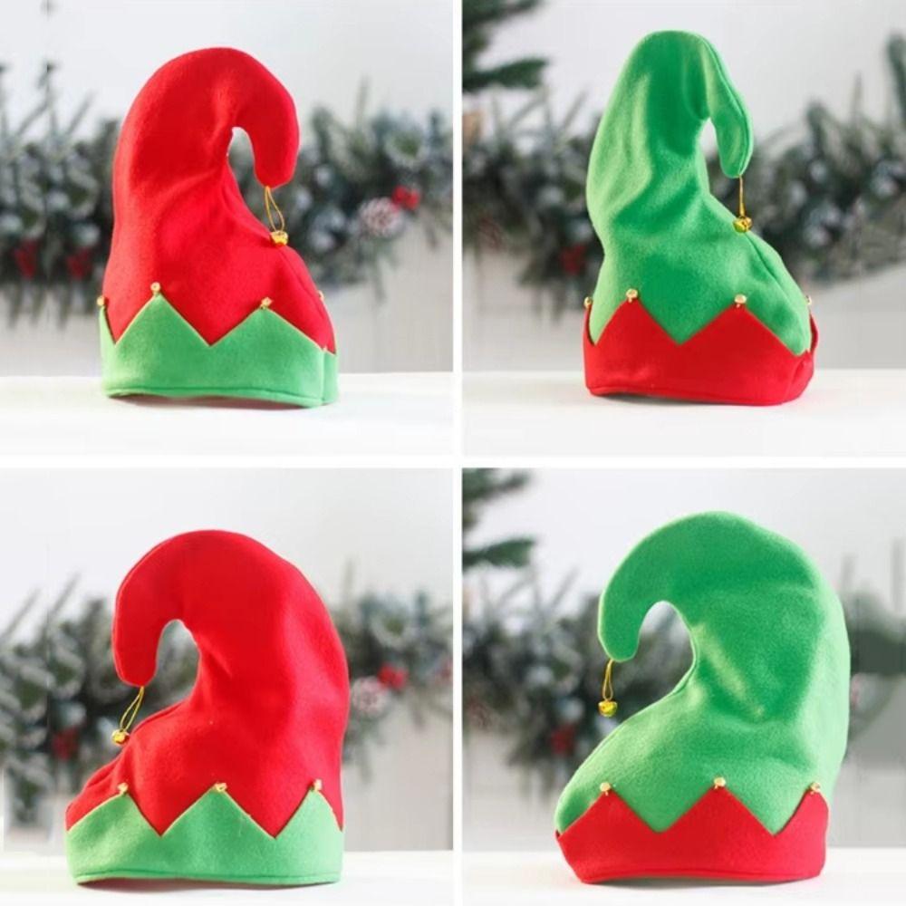 Plush Elf Hat Metal Bell Ornament Christmas Hat Classic Christmas Headwear  Gift Giving