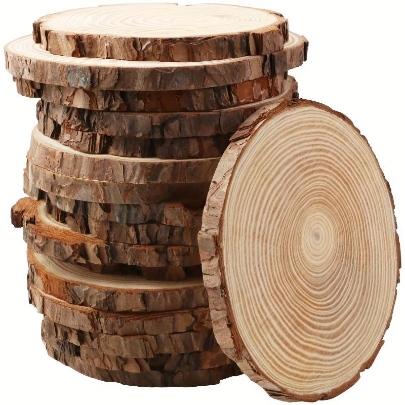 10/15/20pcs 11.94-13.97cm Unfinished Wood Slices for Centerpieces Round Wood Trays with Bark Wooden Cookie Rings Craft Christmas