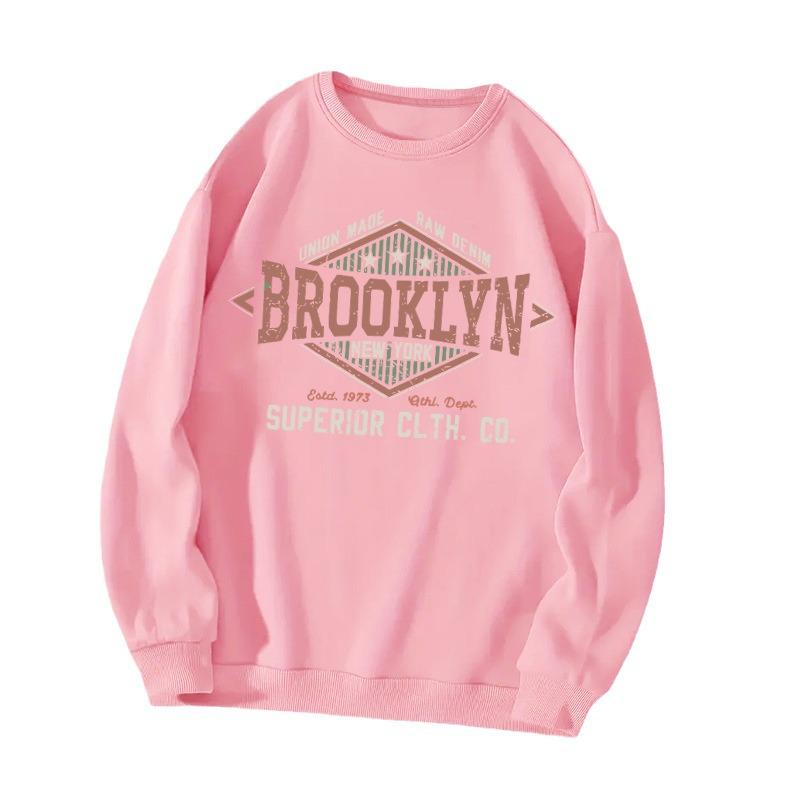 Women's Autumn/Winter Plus Velvet Letter Print Sweater - Round Neck Hot Sale