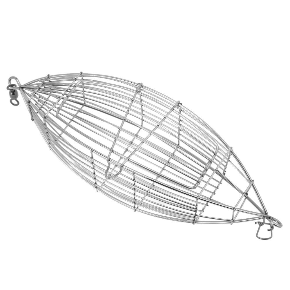 Durable Stainless Steel Fishing Bait Cage with Secure Lock Silver Carp Fishing Trap Fishing Lure Cage Boat Fishing