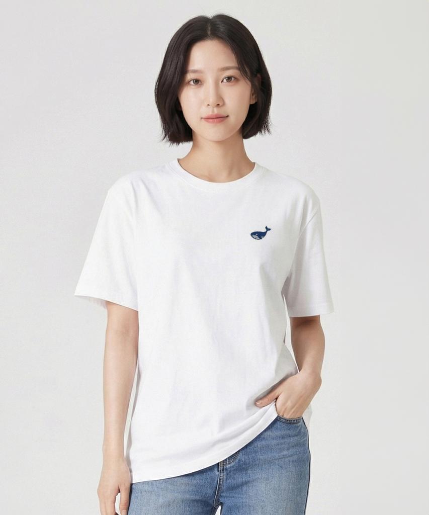 OKSTAR Mini Whale Embroidered Short Sleeve Tee (Type A)