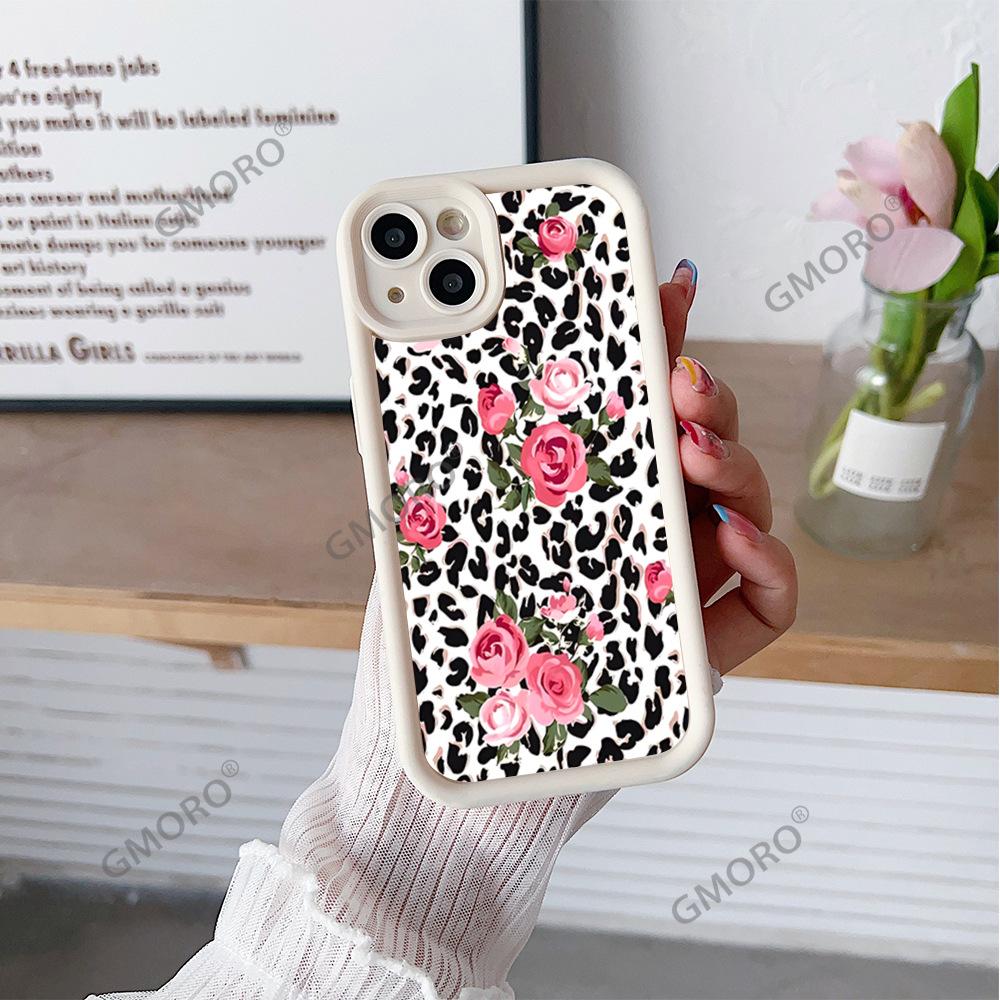 European and American Stations Retro Leopard Print Rose Mobile Phone Case Is Suitable for Apple 17promax Advanced Sense 16pm Silicone Protective Case