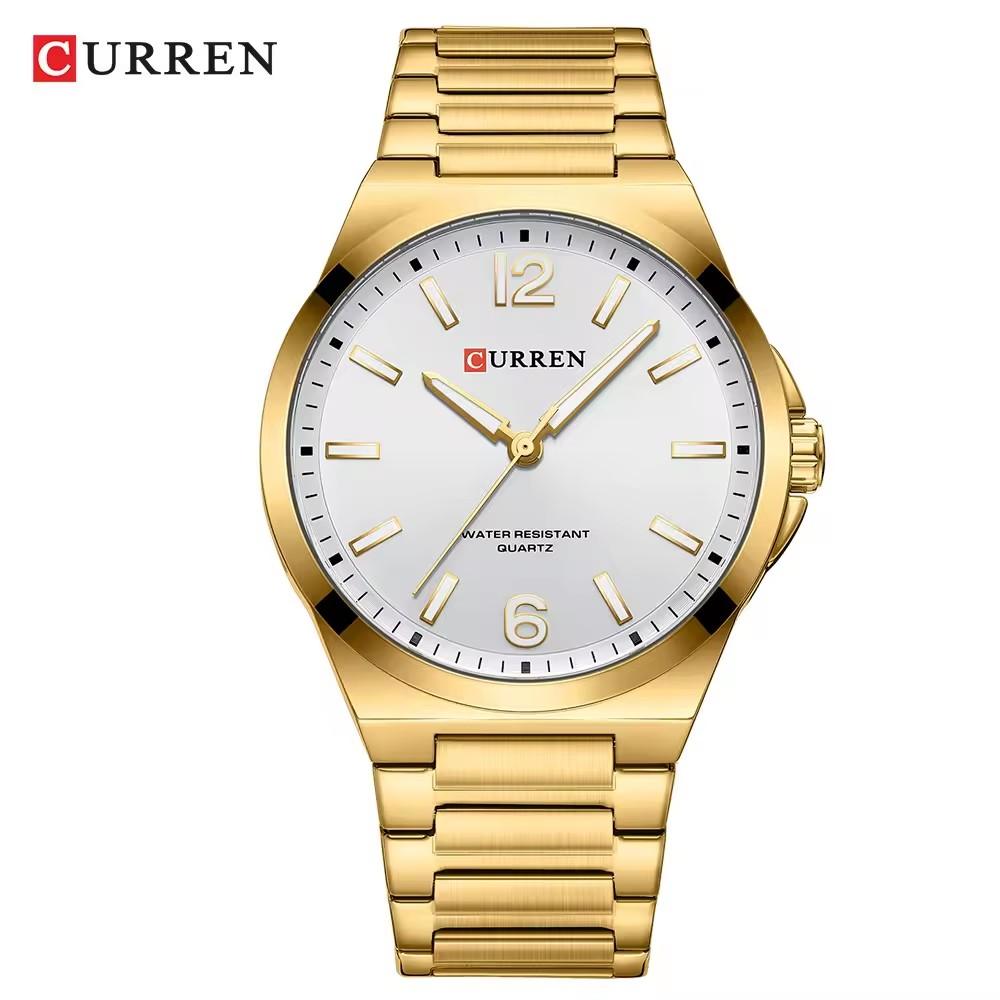 CURREN 8493 NEW Luxury Brand Wristwatches for Men's Stainless Steel Band Quartz Watch Simple Business Clock with Luminous Hands