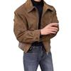 Elegant Solid Coat Men Spring Autumn Loose Lapel Zipper Short Jacket Vintage Streetwear Bomber Jacket