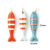1 Stück Messing Ozean Anhänger 18K Vergoldet Emaille Fisch Tier Streifen Anhänger Für DIY Halskette Schmuckherstellung 27mm x 6.5mm