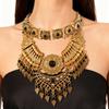 Collana statement bohémien a strati da donna, accessorio gioiello a forma di goccia rétro con nappe