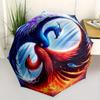 Yin Yang Phoenix Waterfall Art PrintUmbrella, Portable 3-Fold Compact Umbrella for Men & Women Gift