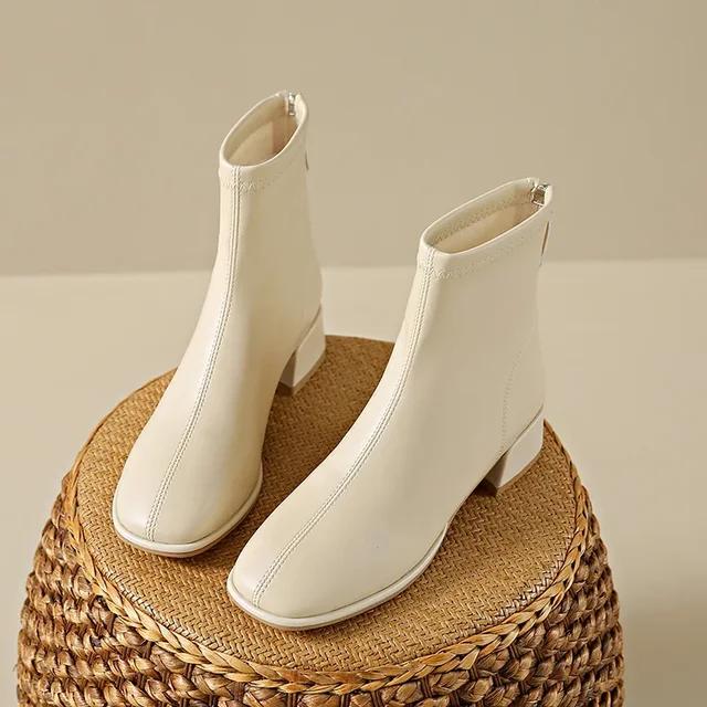 Fashion Round Head Ankle Boots Women 2024 Autumn and Winter New Soft Leather Soft Sole Comfortable Riding Boots Fashion All Ankle Boots